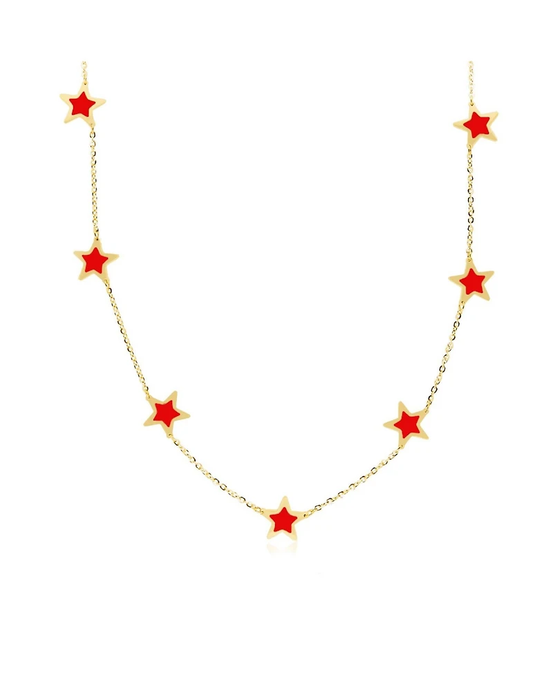 The Lovery Red Star Station Necklace 14K Gold