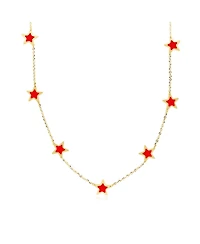 The Lovery Red Star Station Necklace 14K Gold