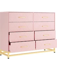 Pink 8-Drawer Dresser for Bedroom & Closet | Garvee Tall Chest with Soft-Close Glides, Anti-Tip Kit