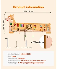 Sugift Puppy Busy Board with 12 Montessori Learning Activities