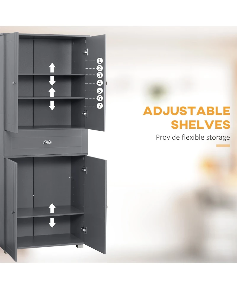 Homcom 71" Freesding Kitchen Pantry Cabinet with 2 Large Double Door Cabinets