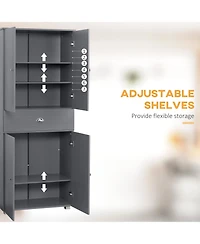 Homcom 71" Freesding Kitchen Pantry Cabinet with 2 Large Double Door Cabinets