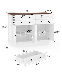 Gaomon Modern Farmhouse Buffet Cabinet with Storage, Wood Large Sideboard Storage Cabinet with 4 Doors & 4 Drawers Coffee Bar.