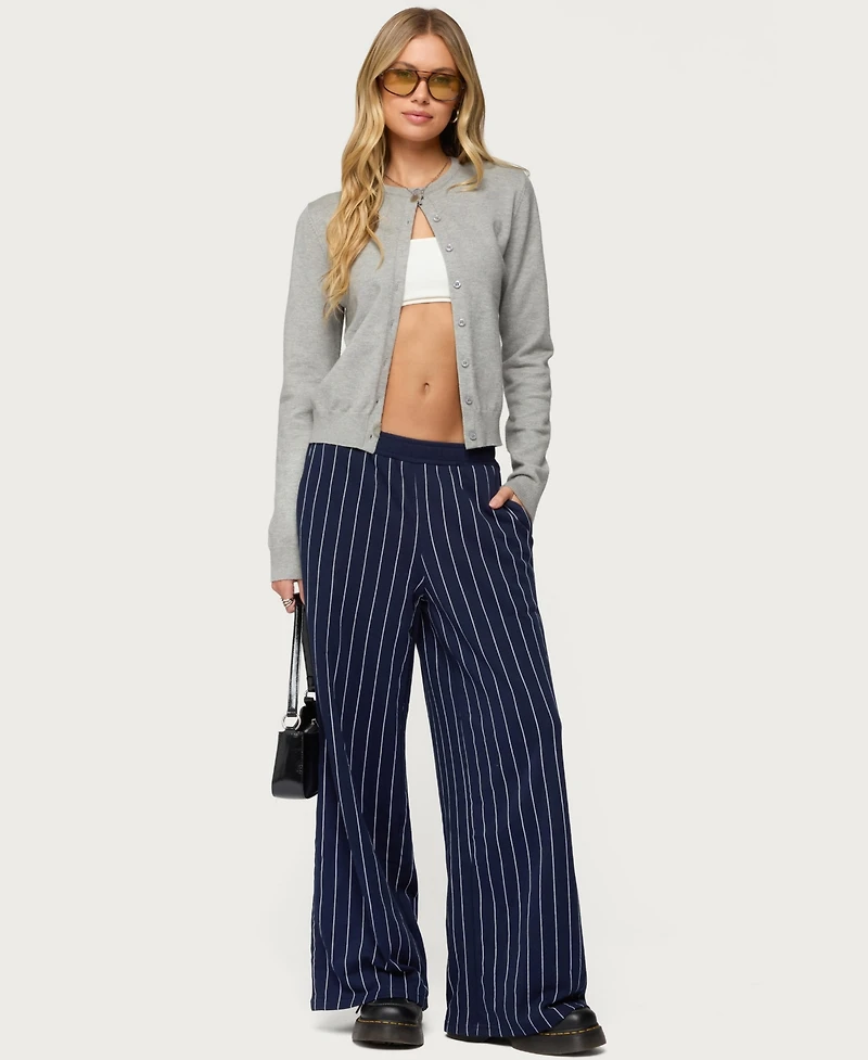 Edikted Women's Mercer Pinstripe Wide Leg Sweatpants