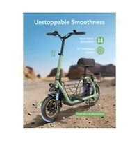 Everyfun 550W Electric Scooter with Seat for Adult, 12 inch Commuter Electric Scooter with Dual Shock Absorbers and Double Baskets