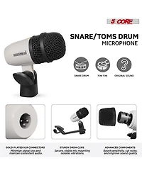 5 Core Drum Microphone Kit 7 Piece All Metal Drummer Mics Tom Snare Cymbals Wired Instrument Drums Set