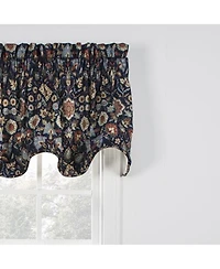 Ellis Curtain Adelle High Quality Room Darkening Solid Natural Color Lined Scallop Window Valance - 70x17", Navy