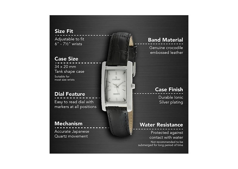 Peugeot Women's Watch 34x20mm Contour Dress Black Leather Strap