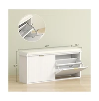 Slickblue Modern Shoe Rack with Drawer and Cushioned Seat for Hallway