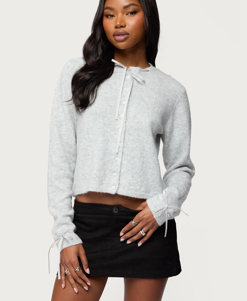 Edikted Women's Vickie Ribbon Knit Cardigan