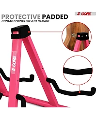 5 Core Double Guitar Stand Floor Adjustable A Frame Folding Acoustic Electric Guitars Holder Stands Gss 2N1 Pnk