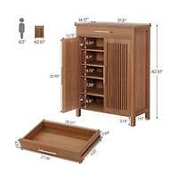 Slickblue Hallway Shoe Cabinet with Top Drawer and Hidden Storage