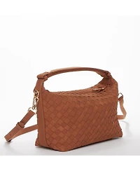 Susu Woven Suede Hobo Bag with Crossbody Strap