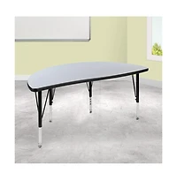 Emma+Oliver 47.5" Half Circle Wave Flexible Collaborative Kids Adjustable Height Activity Table