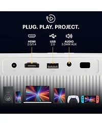 Kodak Flik X20 Smart Projector, 1080p Portable Projector with Google Tv Dongle Built-In (White)