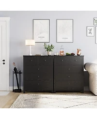 gaomon 5 Drawer Dresser, Wooden Chest of Drawers, Modern Storage Tower with Metal Handles