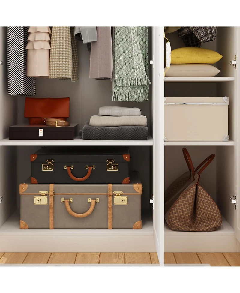 Homsee 3-Doors Armoires Wardrobe with Hanging Rod and Storage Cubes 69.6 in. H x 47.2 in. W x 19.6 in. D