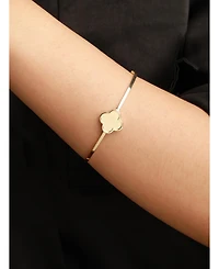 Devata Clover Bangle Bracelet in 14K Gold, Fits Small to Medium Wrist, Approx. 3.4 grams.