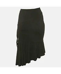 Pre-Owned Roberto Cavalli Women's Black Jersey Flared Short Skirt
