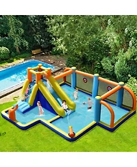 Givimo Giant Soccer-Themed Inflatable Water Slide with 735W Blower