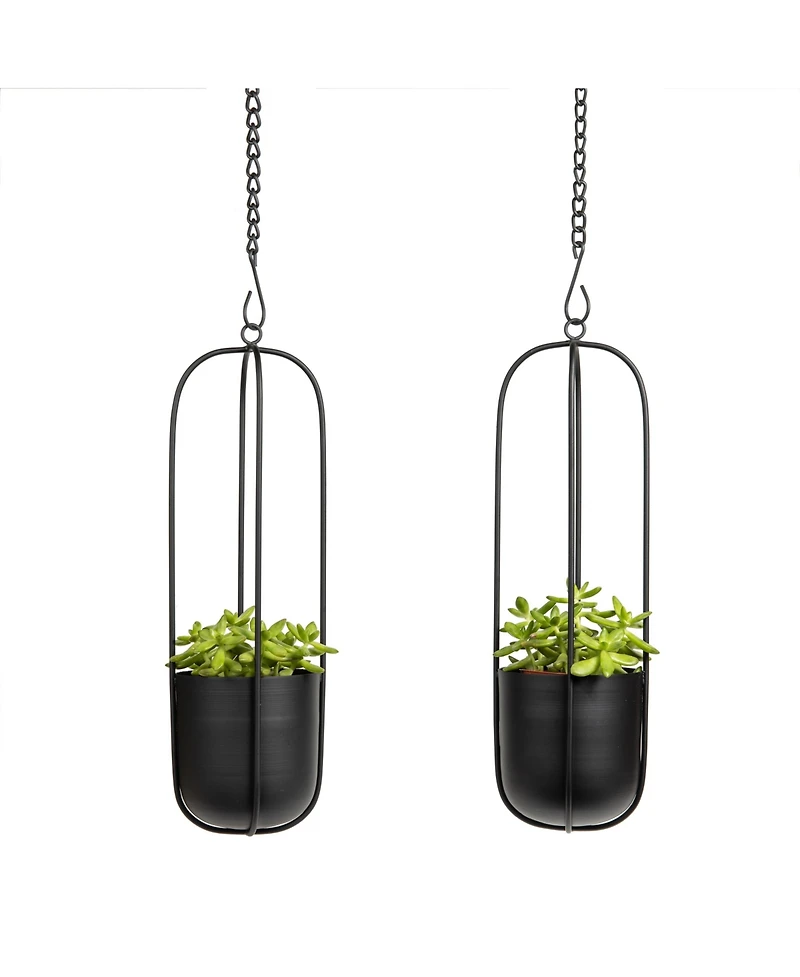 Danya B Walter 2-Piece Oval Hanging Planter Set with Chain Hanging Option