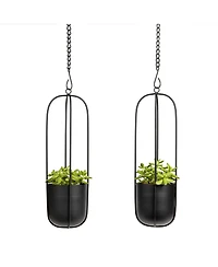 Danya B Walter 2-Piece Oval Hanging Planter Set with Chain Hanging Option