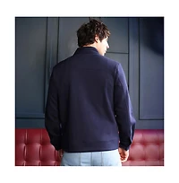 Campus Sutra Men's Navy Blue Panel-Stitch Knit Sweatshirt