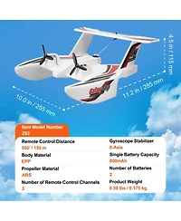 Mecale Rc Plane, 2.4GHz 3-Channel Amphibious Airplane with 6-Axis Gyro, 2 Batteries, Ready-to-Fly Glider for Adults & Kids Beginners