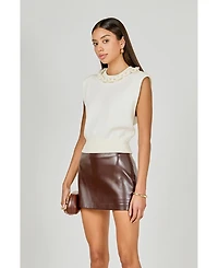 endless rose Women's knitted chain detail sleeveless top