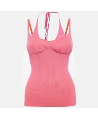 Pre-Owned Jacquemus Women's Pink/orange Rib Knit La Maille Valensole Tank Top