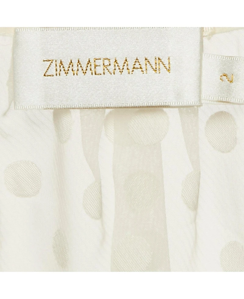 Pre-Owned Zimmermann Women's Dotted Crepe Fil Coupe Pleat Detail Top