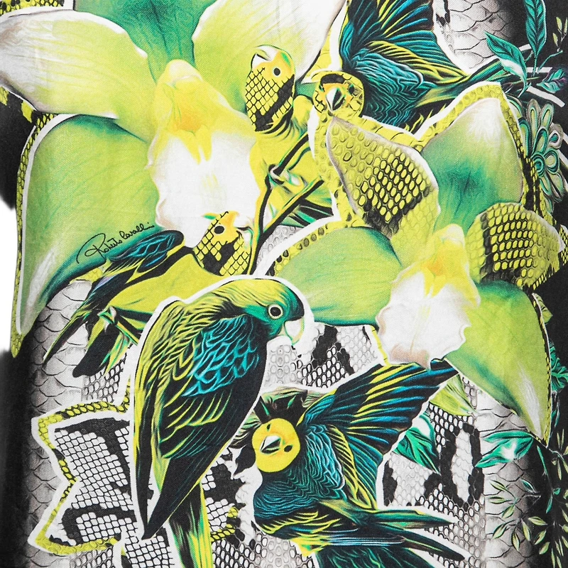 Pre-Owned Roberto Cavalli Women's Jersey Parrot Printed Top