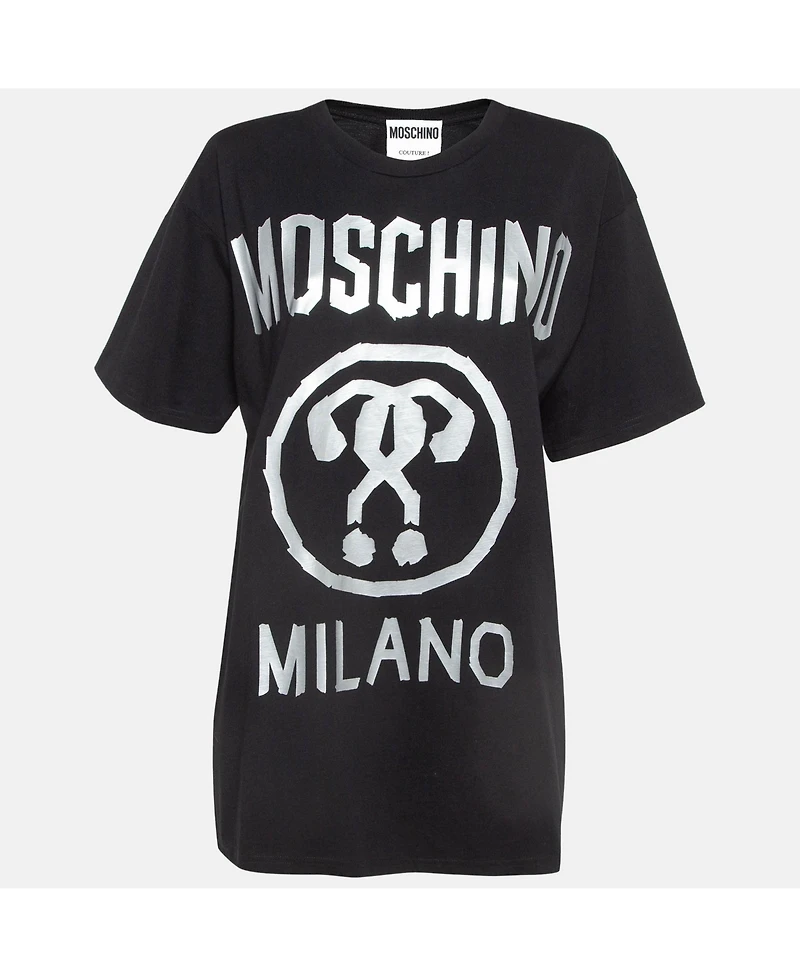 Pre-Owned Moschino Women's Couture Double Question Mark Print Cotton T-Shirt
