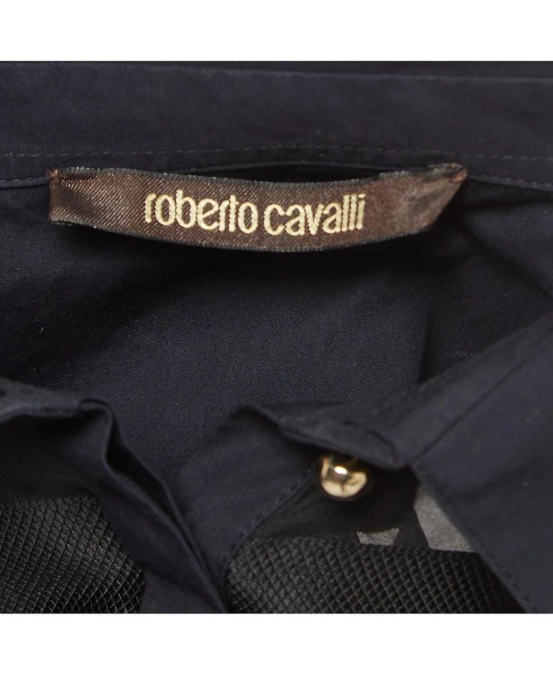Pre-Owned Roberto Cavalli Women's Stripe Silk Blend Sheer Shirt