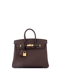 Pre-Owned Hermes Birkin 25 Handbag Brown Togo with Gold Hardware