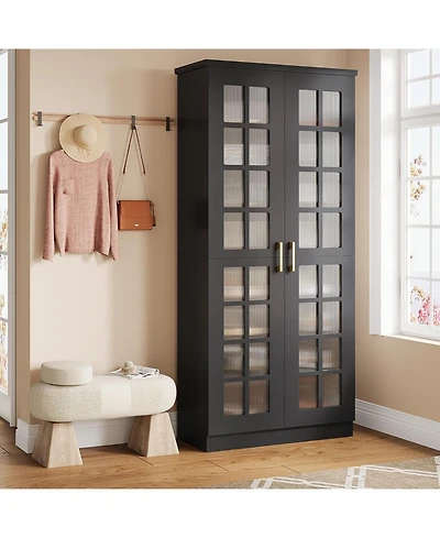 Tribesigns 71-Inch Tall Shoe Cabinet with Doors, 8-Tier Storage Adjustable Shelves, Modern Organizer Rack