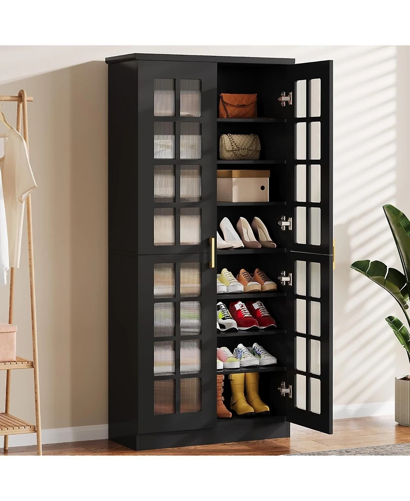 Tribesigns 71-Inch Tall Shoe Cabinet with Doors, 8-Tier Storage Adjustable Shelves, Modern Organizer Rack