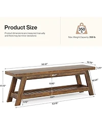 Tribesigns 55" Wood Entryway Bench with Shoe Storage