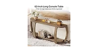Tribesigns Farmhouse Wooden Console Table with Open Shelf, 63-Inch Long Sofa Entryway Table with Curved Legs for Living Room, Hallway, Entrance
