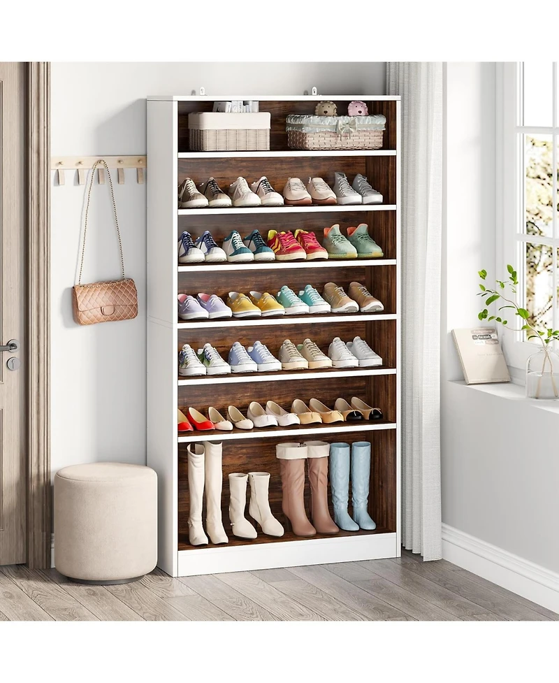 Tribesigns Tall Shoe Cabinet, 9 Tiers 40-45 Pairs Heavy Duty Wood Freestanding Shoe Storage Cabinet