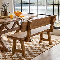 Tribesigns Solid Wood Bench with Back, 47-Inch Long Farmhouse Wooden Indoor Window Bench Seat