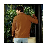 Campus Sutra Men's Teddy Brown Crease-Tactile Bomber Jacket
