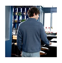 Campus Sutra Men's Indigo Blue Panel-Stitch Knit Jacket