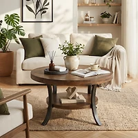 Tribesigns Farmhouse Lift Top Coffee Table - 33.46" Square Wooden Center Table with Hidden Storage for Living Room.