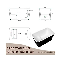 Casainc Acrylic Freestanding Soaking Tub with Sit-In Design and Chrome Overflow