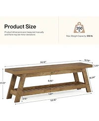 Tribesigns 55" Wood Entryway Bench with Shoe Storage