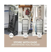 SereneLife Folding Utility Cart with Liner, Heavy-Duty, 360° Swivel Wheels, 70 lb Capacity, Portable for Groceries, Laundry & More (Blue)