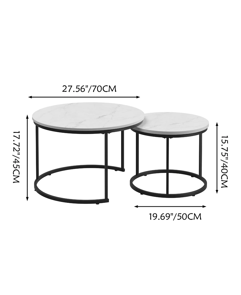 sumyeg Industrial Nesting Coffee Table Set of 2 with Wood Finish and Metal Frame