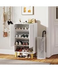 Gymax Shoe Storage Cabinet Freestanding Shoe Organizer w/ Anti-tipping Kit Open Shelf