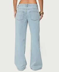 Edikted Women's Adison Button Low Rise Baggy Jeans